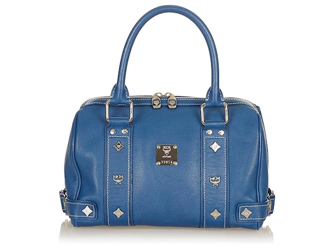 MCM Blue Leather Boston Bag Pony-style calfskin ref.339612 - Joli Closet