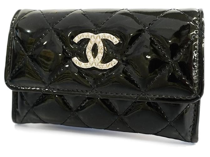 [Usado] Chanel Coin Case Matrasse Charol Negro Plata Accesorios de metal Billetera Damas Cuero  ref.429466