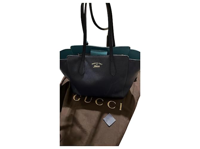 Gucci 354408 493075 Turquoise Dark blue Leather  ref.429543