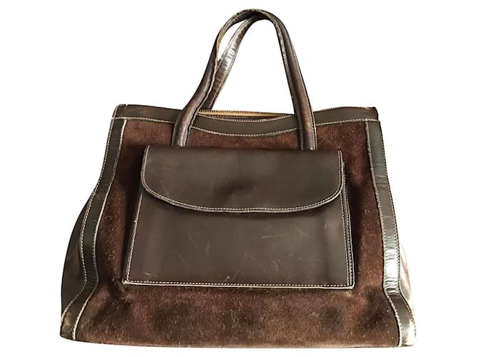 sac shopper gucci vintage Cuir Marron  ref.429710