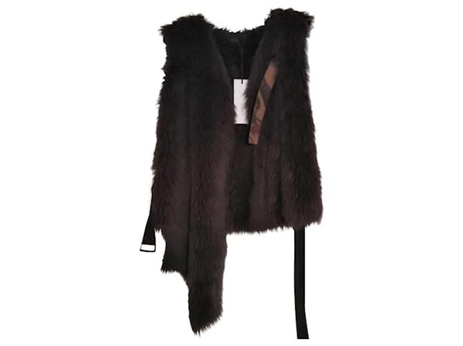Ikks faux fur and mocha suede waistcoat Dark brown Denim  ref.429737
