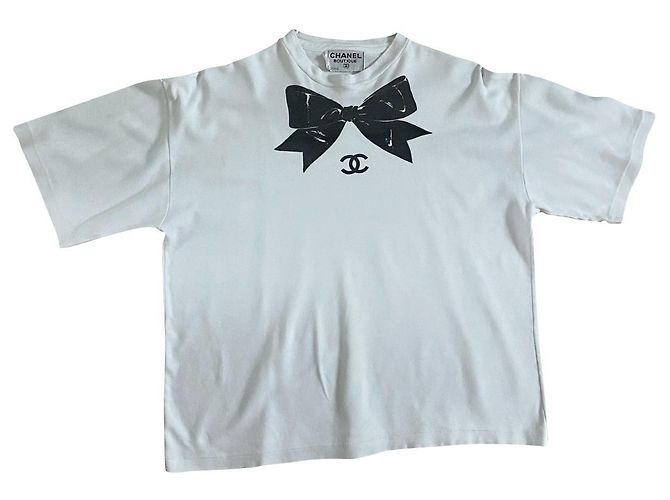 Camiseta Chanel de algodão preto e branco