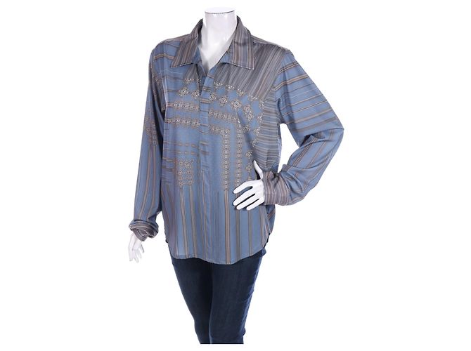 Kenneth Cole Bluse Blau Mehrfarben