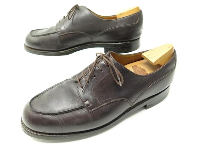 JM WESTON LE GOLF SHOES 641 10E 44 BROWN LEATHER DERBY + SLEEVES