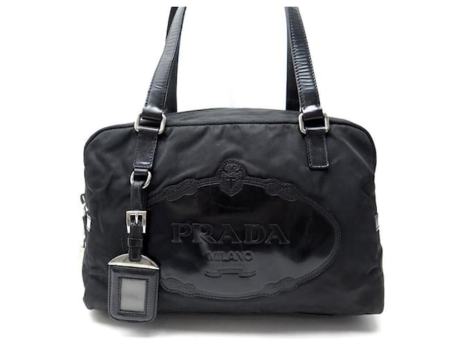 PRADA SHOULDER BAG IN BLACK NYLON CANVAS BLACK HANDBAG PURSE  ref.430068
