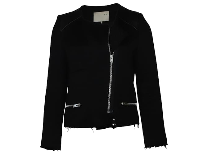 Iro Phoebe Jacquard Biker Jacket in Black Cotton   ref.430371