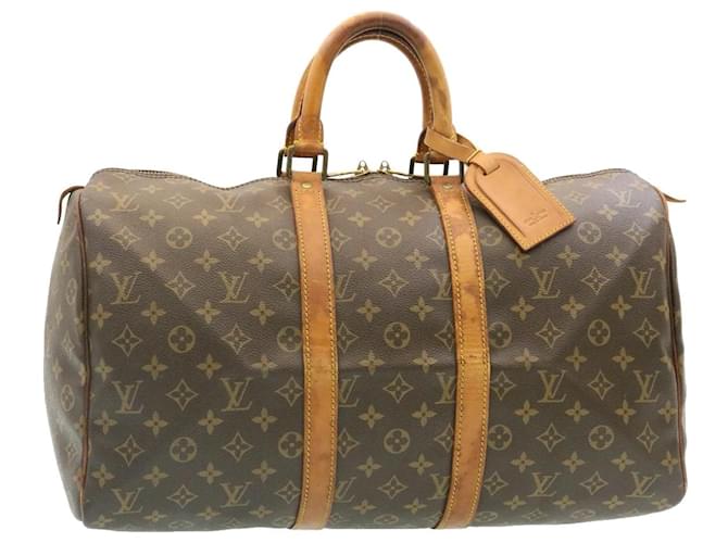 Louis Vuitton Brown Monogram Keepall 45 Boston Bag