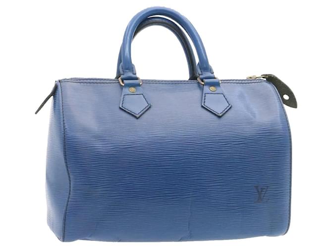 Louis Vuitton Epi Speedy 25 Bolsa de mão azul M43015 Autenticação de LV 26440 Couro  ref.430862