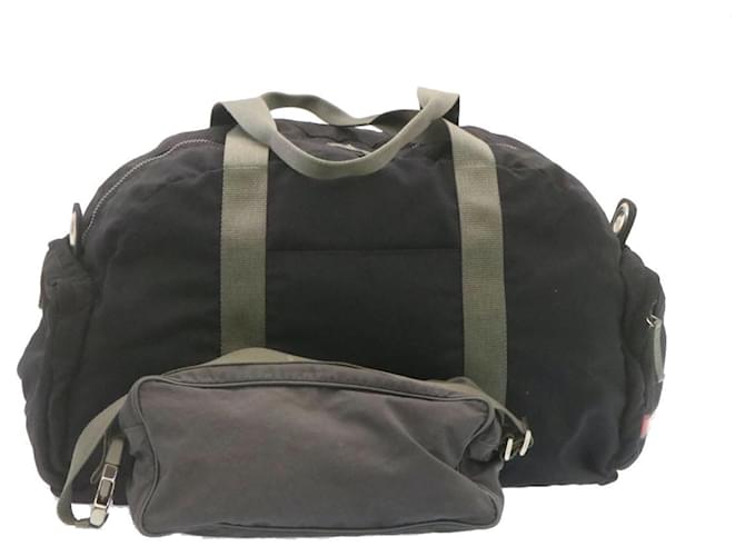 PRADA Sports Boston Bag Sac à bandoulière Toile Nylon 2Set Black Grey Auth ar4930 Noir Gris  ref.431041