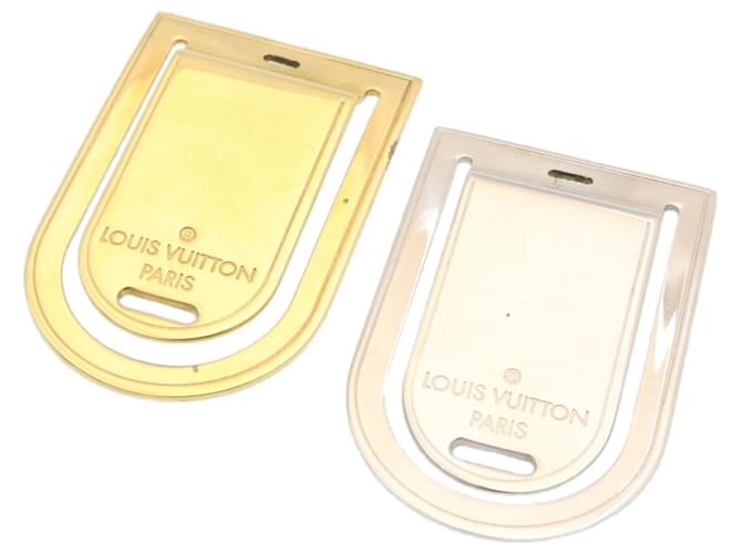 LOUIS VUITTON Geldscheinklammer 2Set Gold Silber LV Auth rh016 Golden Metall  ref.431062