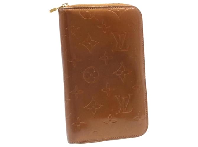 LOUIS VUITTON Monogram Vernis Eldrich Zip Around Wallet Bronze LV Auth jk277 Patent leather  ref.431187