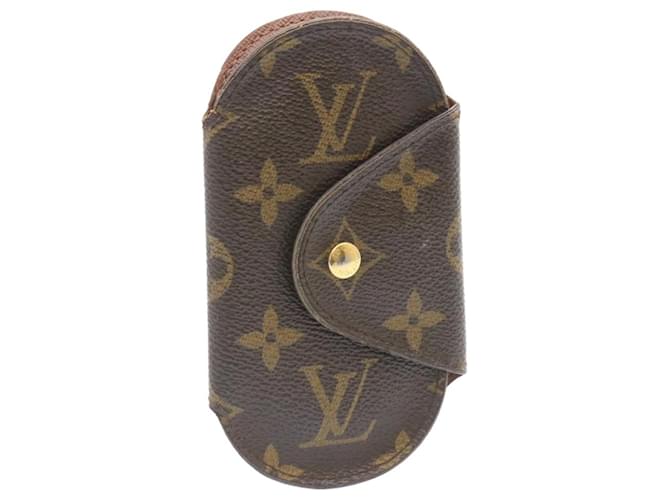 Auth LOUIS VUITTON Monogram Leather Brown 4 Key Case Key Holder