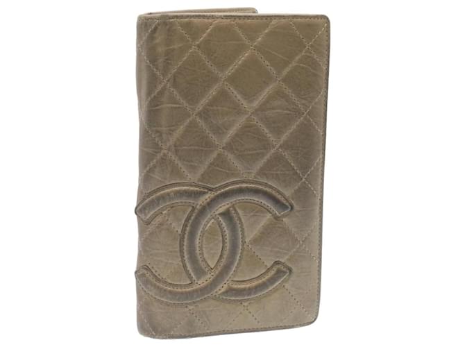 CHANEL Cambon Line Long Wallet Gold CC Auth yk2844 Golden Leather  ref.431231