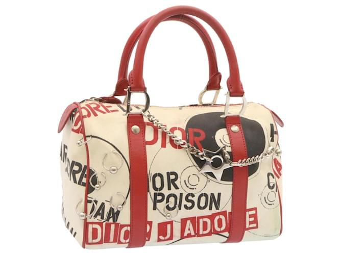 Christian Dior Pop Line Hand Bag Canvas White Red Auth ar4800 Cloth  ref.431240