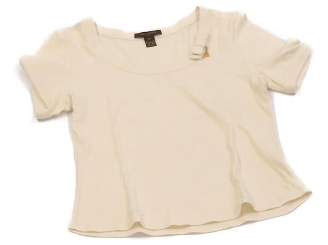 LOUIS VUITTON Short sleeve T-shirt cotton Beige LV Auth yk2187  ref.431411