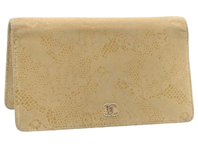 CHANEL Long Wallet Leather Beige CC Auth ds064  ref.431430