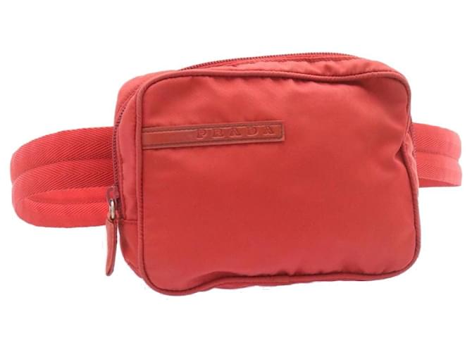 PRADA Nylon Waist bag Waist Pouch Red Auth ar5053  ref.431500