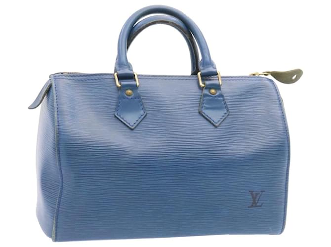 Louis Vuitton Epi Speedy 25 Bolso de mano Azul M43015 LV Auth 26152 Cuero  ref.431579