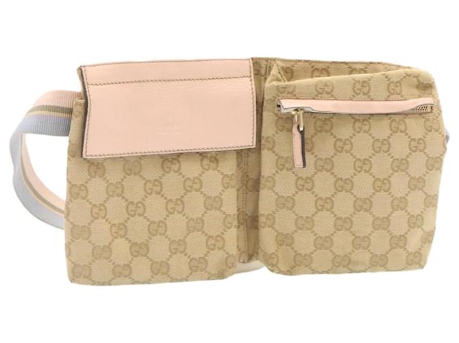 GUCCI GG Toile Sac à Bandoulière Toile Beige Rose Auth fm739  ref.431610