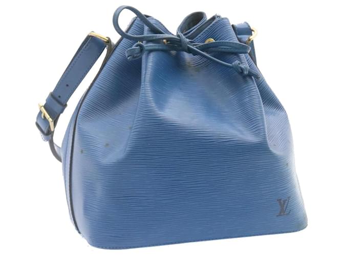 Bolsa de ombro LOUIS VUITTON Epi Petit Noe azul M44105 Autenticação de LV 24068 Couro  ref.431668