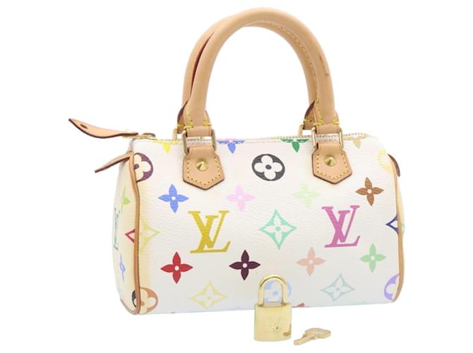 LOUIS VUITTON Mini borsa a mano Speedy multicolore con monogramma Bianco M92645 auth 26093  ref.431677
