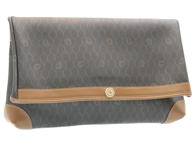 Christian Dior Honeycomb Canvas Clutch Bag PVC Leather Black Auth ar5164  ref.431936