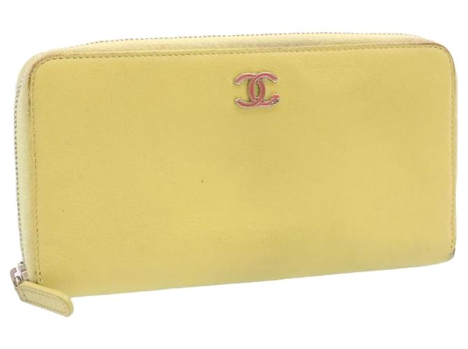 CHANEL Long Wallet Leather Yellow CC Auth ds063  ref.432100