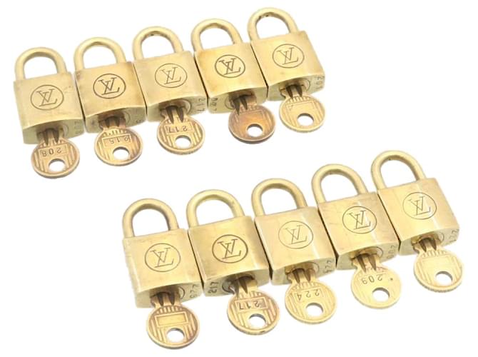 Louis Vuitton padlock 10set Vintage Gold Tone LV Auth 23684 Metal  ref.432175