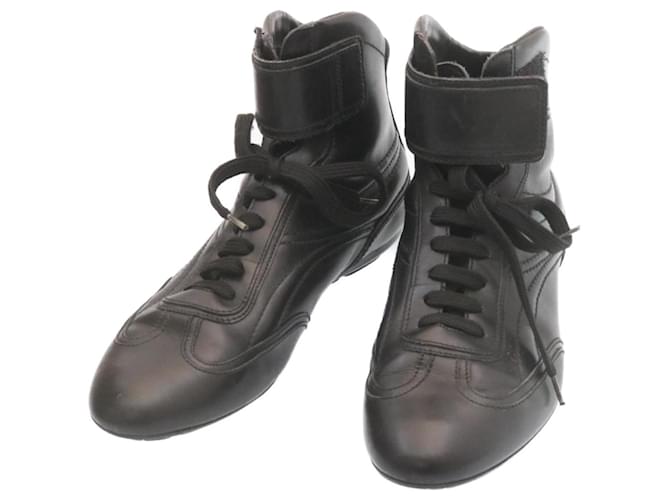 LOUIS VUITTON Boots Cuir Noir LV Auth 25458  ref.432548