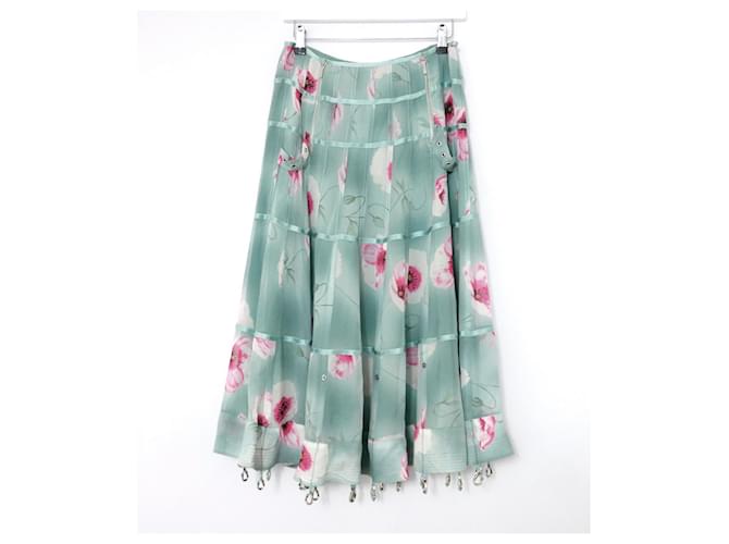 Christian Dior x Galliano AW03 Silk Hardware Trimmed Skirt Green  ref.432884