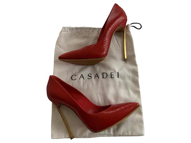 Casadei Tacones Roja Pitón ref.432922 - Joli Closet