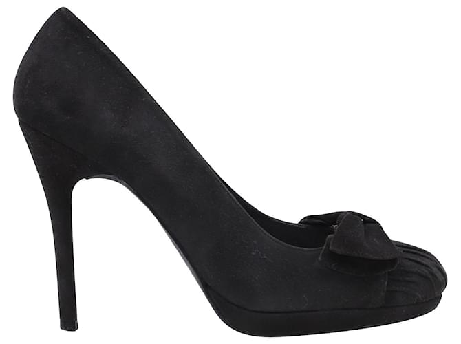Stuart Weitzman Heels with Bow Detail in Black Suede Leather  ref.432939