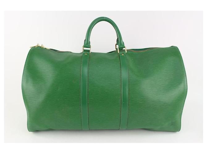 Louis Vuitton Keepall de piel Epi verde 55 Bolsa de Boston Cuero  ref.433159