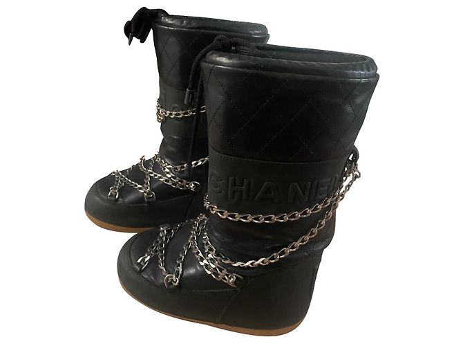 Chanel Boots Black Silver hardware