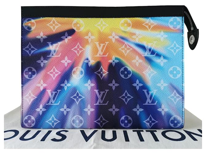 LOUIS VUITTON Pochette Voyage Sunset Cuir Toile Multicolore  ref.433180
