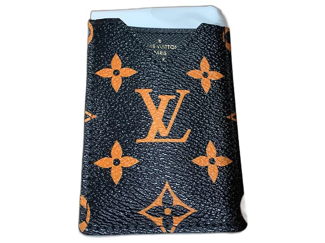 Louis Vuitton Kartenhalter Schwarz Orange Leinwand