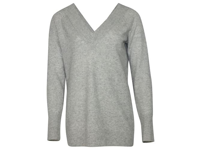 Equipment V-necked Sweater in Grey Cashmere Wool  ref.433535