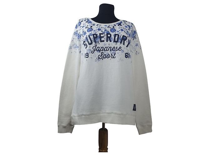 Superdry Ombre Floral Sweatshirt Weiß Baumwolle Mehrfarben