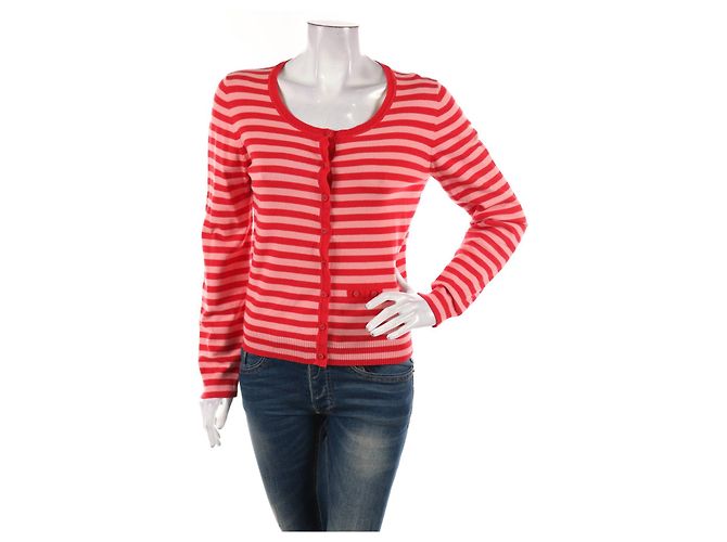 Turnover Cardigan Rosa Rot Baumwolle Lycra M Pink