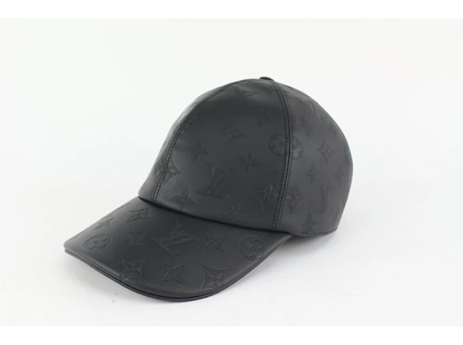 Louis Vuitton Size 60 Cappello da baseball in pelle nera con monogramma Shadow Cap  ref.433933