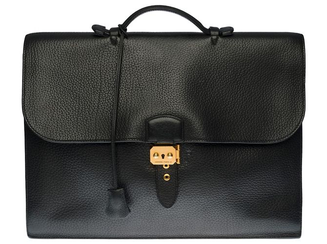 Sac à dépêches Borsa molto chic Porte-Documents Hermès Dispatch in mucca delle Ardenne Nero