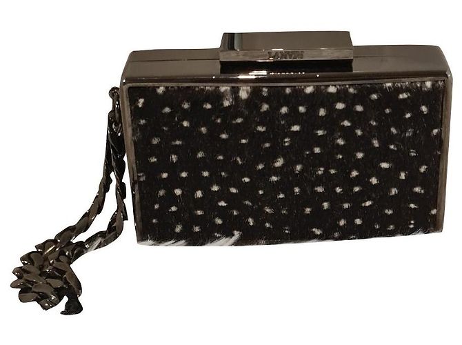 Lanvin Minaudière Clutch Tasche Silber Metall