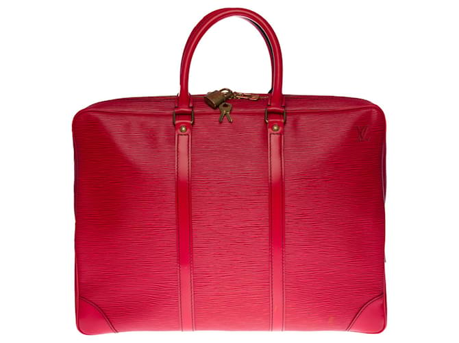 Porta documentos Louis Vuitton muy chic en cuero Epi rojo, Roja  ref.434194