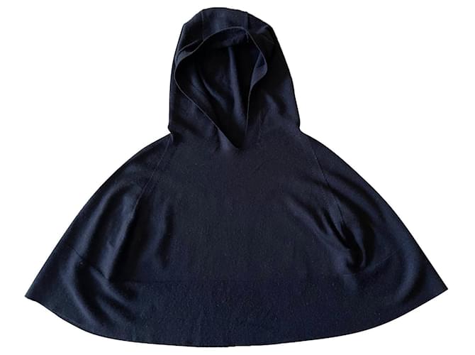 Mantella in lana nera con cappuccio T. U - Collezione capsule John Smedley Nero  ref.434229
