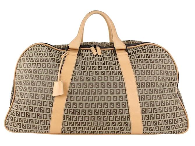 Fendi XL Brown Monogram FF Zucca Duffle Bag Leder  ref.434248
