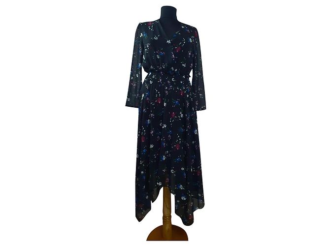 Maje Blumenkleid Schwarz Viscose