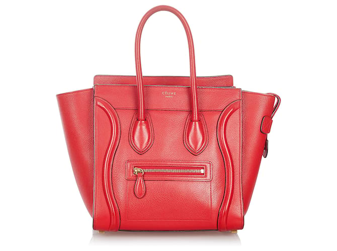 Céline Celine Red Micro Luggage Leather Handbag Pony-style calfskin  ref.434300