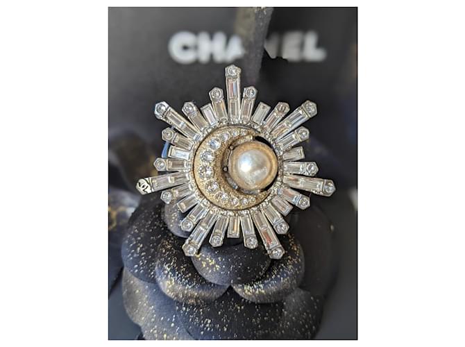 Vintage Chanel Pearl Crystal Brooch, Vintage
