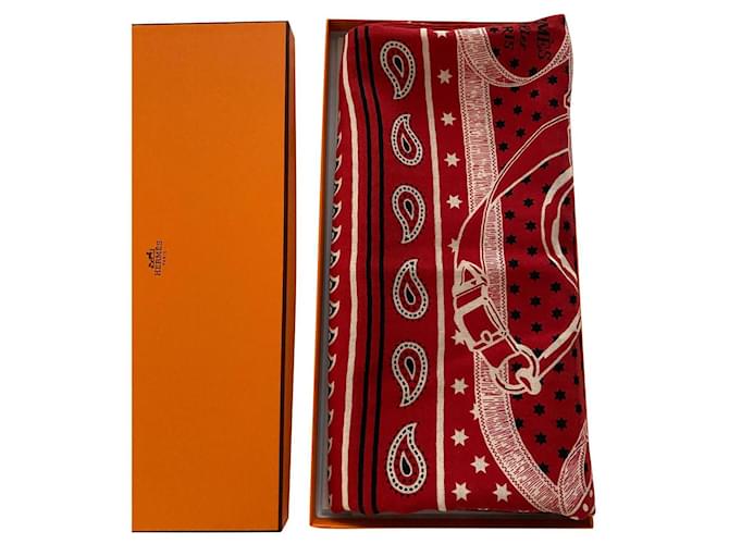 Hermès Bufandas Roja Cachemira  ref.434672