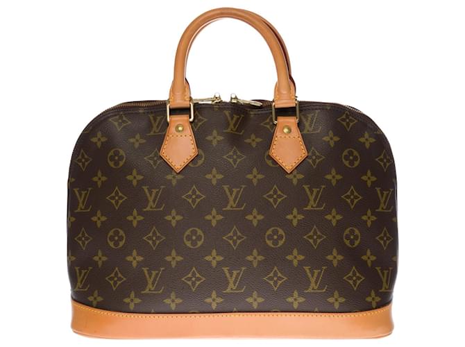 Superbe sac à main Louis Vuitton Alma en toile Monogram marron,  garniture en métal doré  ref.434805